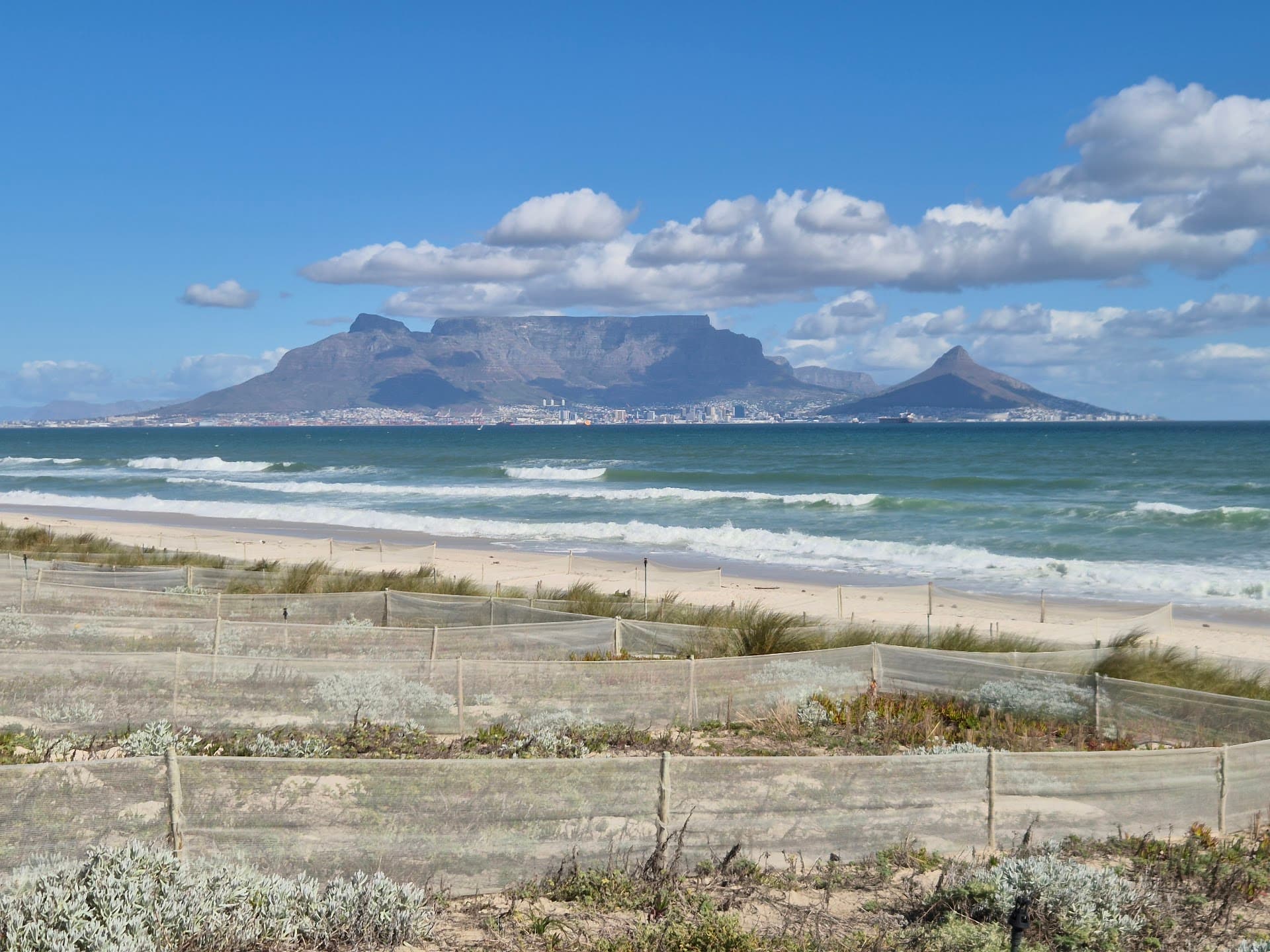 Cape Town CBD at the foot of Table Mountain, seen across Table Bay from Bloubergstrand