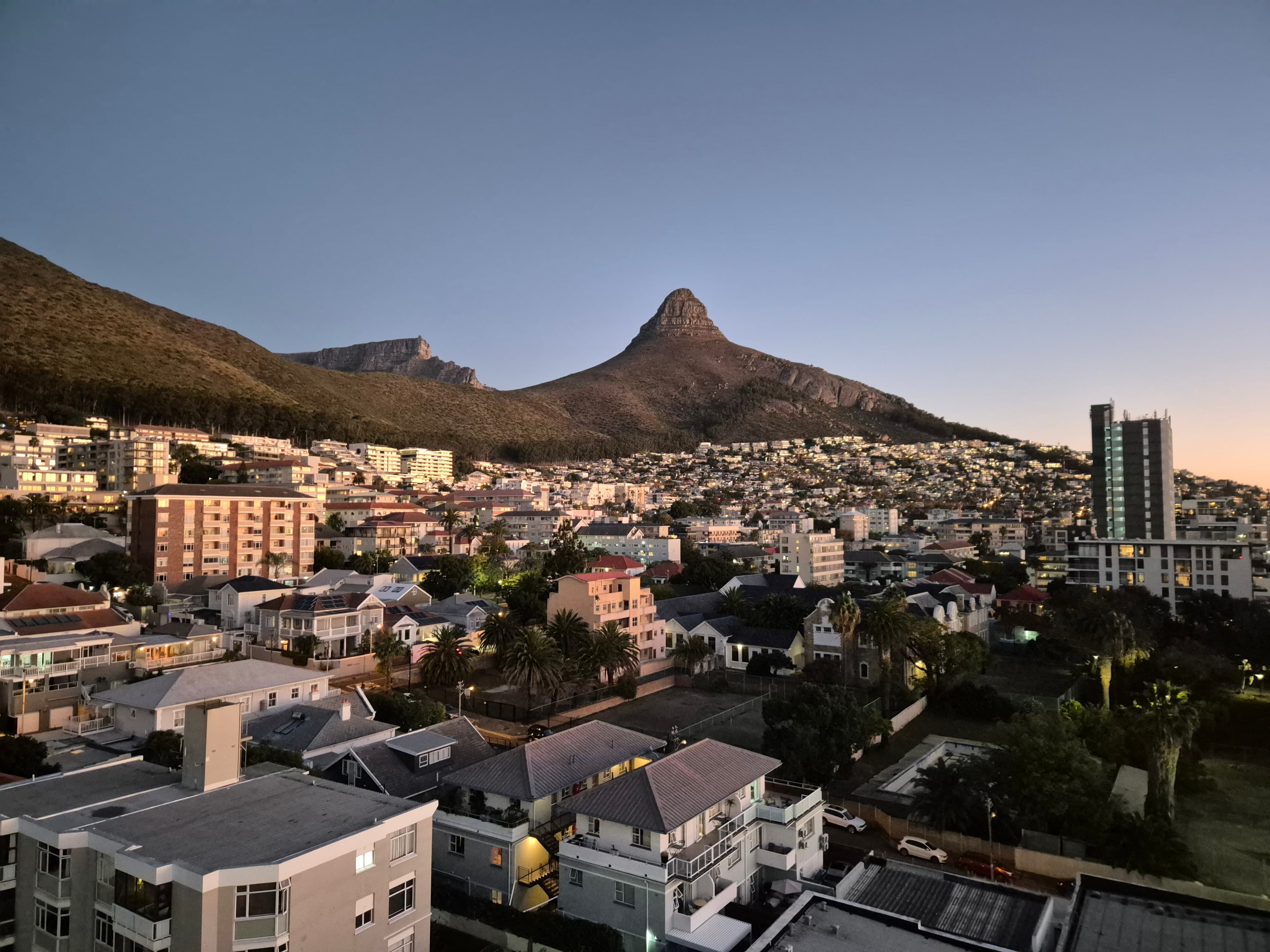 Sea Point rooftops looking toward Table Mountain, Cape Town — Atlantic Seaboard property